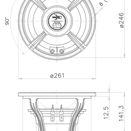 Plano técnico — Altavoz FaitalPRO 10″ Neodimio 10FH500