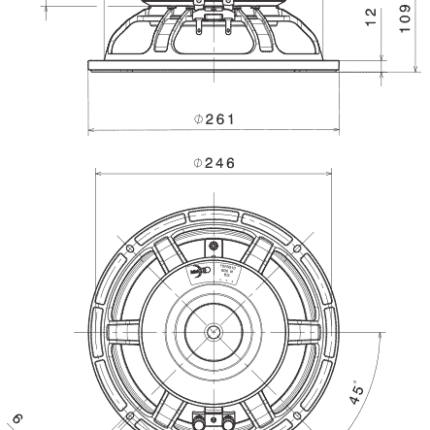 Plano técnico — Altavoz FaitalPRO 10″ Ferrite 10PR310