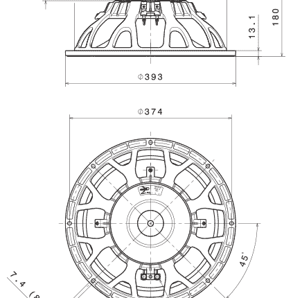 Plano técnico — Altavoz FaitalPRO 15″ Ferrite 15FH510