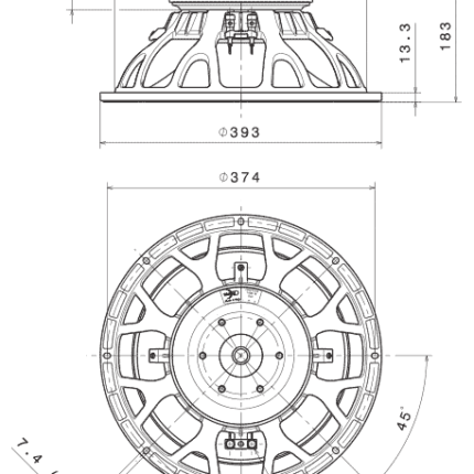 Plano técnico — Altavoz FaitalPRO 15″ Ferrite 15HP1010