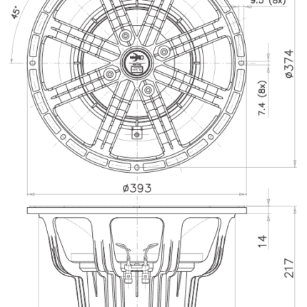 Plano técnico — Altavoz FaitalPRO 15″ Neodimio 15XL1400