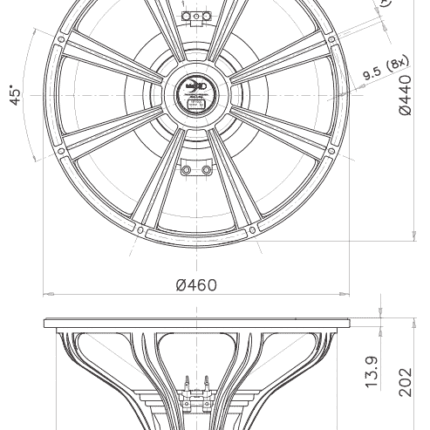 Plano técnico — Altavoz FaitalPRO 18″ Neodimio 18FH500
