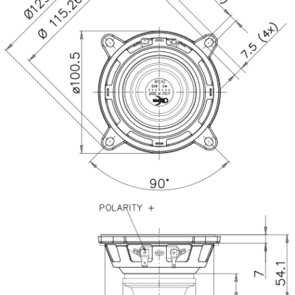 Plano técnico — Altavoz FaitalPRO 4″ Neodimio 4FE42