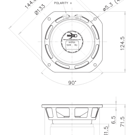 Plano técnico — Altavoz FaitalPRO 5″ Ferrite 5FE100