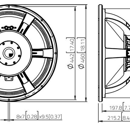 Plano técnico — Altavoz Lavoce 18″ Ferrite SAF184.02