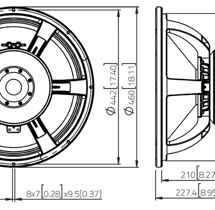 Plano técnico — Altavoz Lavoce 18″ Ferrite SAF184.03