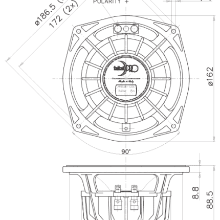 Plano técnico — Altavoz FaitalPRO 6″ Neodimio W6N8-120