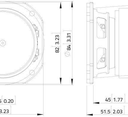 Plano técnico — Altavoz Lavoce 3″ Ferrite FSF030.70