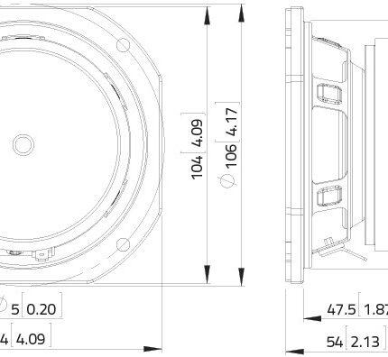 Plano técnico — Altavoz Lavoce 4″ Ferrite FSF041.00