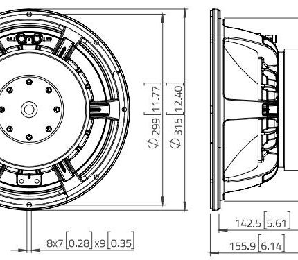 Plano técnico — Altavoz Lavoce 12″ Ferrite WAF123.00