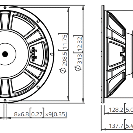 Plano técnico — Altavoz Lavoce 12″ Ferrite WSF122.50