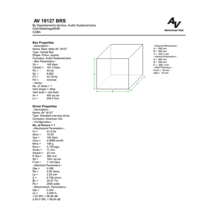 AV18127 AmericanVox altavoz — simulación caja