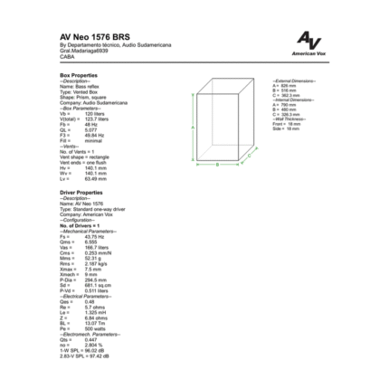 AVNEO1576 AmericanVox altavoz — simulación caja