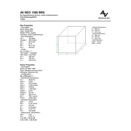 AVNEO1588 AmericanVox altavoz — simulación caja