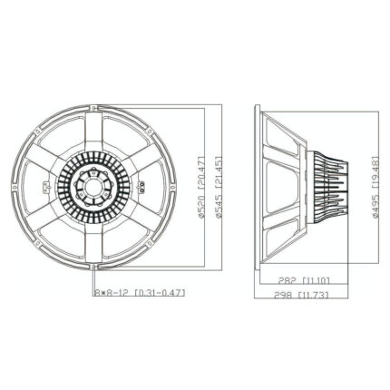 Woofer Compact Pro CP-21N 21 pulgadas neodimio - plano de dimensiones